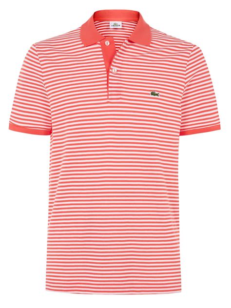 Lacoste Striped Polo Shirt In Red For Men Lyst