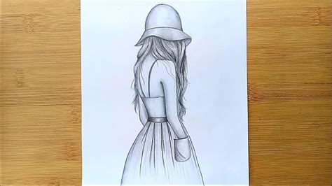 ✓ free for commercial use ✓ high quality images. Easy way to draw a girl with hat - step by step || Pencil ...