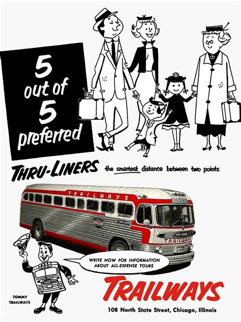 Trailways Bus Line Advert Sticker For Sale By Throwbackads Redbubble