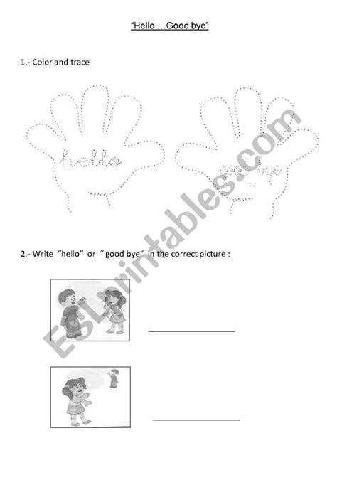 Saying Hello And Goodbye Worksheet English Lessons For Kids