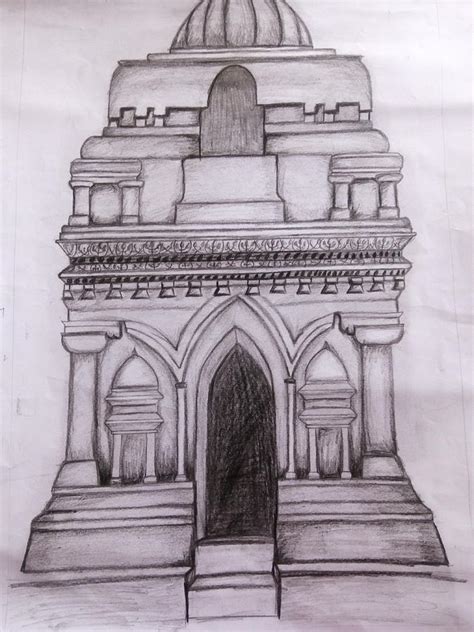 Hindu Temple Drawing By Msk Khalid
