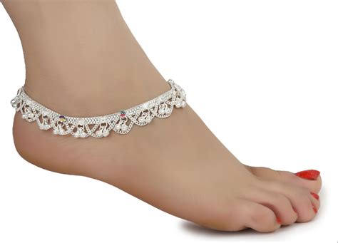 Unique Mediumweight White Metal Silver Plated Anklets Rs 350 Pair
