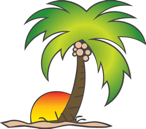 Palm Tree Sun Png Banner Library Download Coconut Tree Cartoon Png