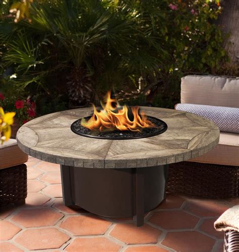 Fire Pit Table Outdoor Carmel Round Chat Height With American Fire Glass