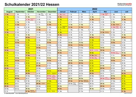 Heute stelle ich dir 15 kostenlose kalender vorlagen für 2021 vor. Schulkalender 2021 Kalender 2021 Hessen Zum Ausdrucken Kostenlos