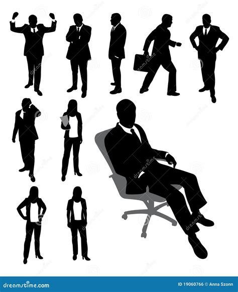 Silhouettes Of Businessman And Businesswomen Stock Vector