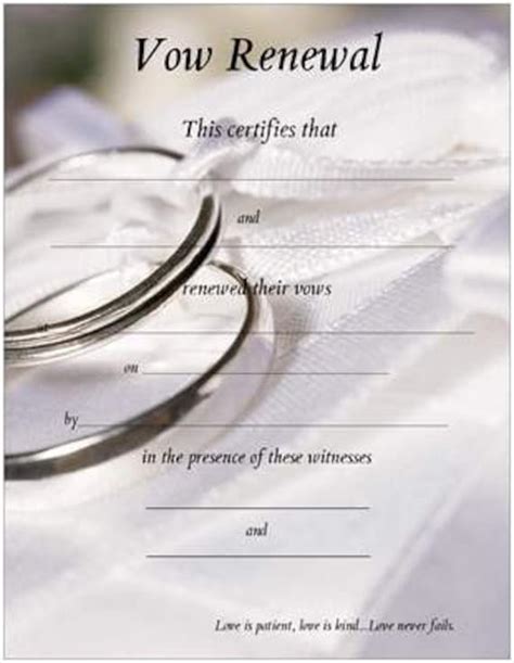 Vow Renewal Certificate With Silver Wedding Bands