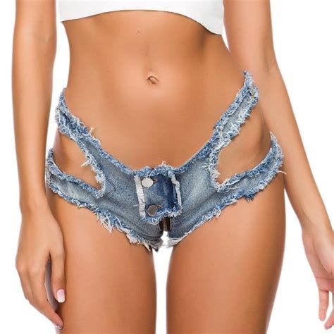 Buy Sexy Low Waist Hole Denim Micro Mini Shorts Women Push Up Beach Hot