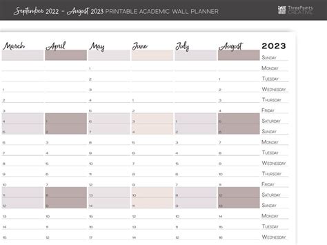 Academic Planner 2022 2023 Printable Wall Planner Runs From 1 Etsy