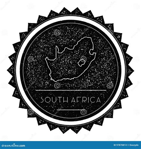 South Africa Map Label With Retro Vintage Styled Stock Vector