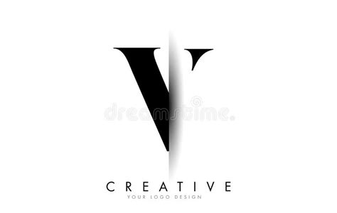 V Letter Logo With Creative Shadow Cut Design Stock Vector