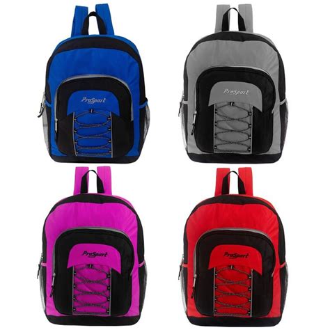 17 Bungee Face Wholesale Backpacks In 4 Assorted Colors Bulk Case Of