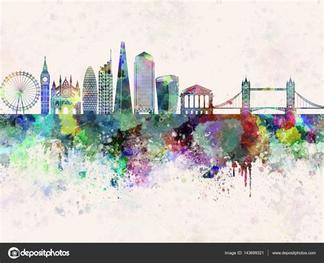 London V2 Skyline In Watercolor Background — Stock Photo © Paulrommer