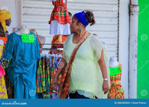 Beautiful Creole Women In The Traditional Dress On The Guadeloupe