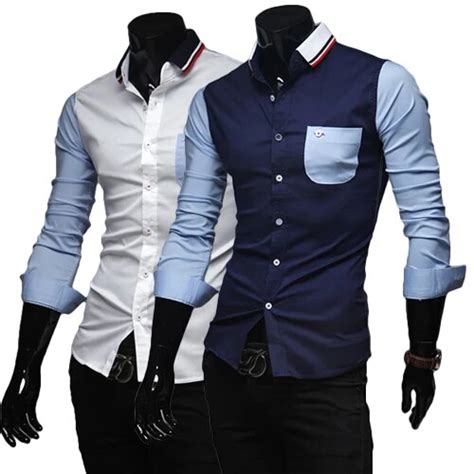 2015 New Dress Fashion Quality Long Sleeve Shirt Men Korean Slim Design