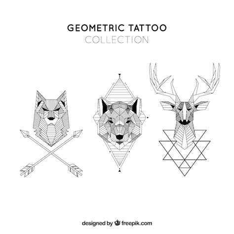 Premium Vector Geometric Animals Tattoo Collection