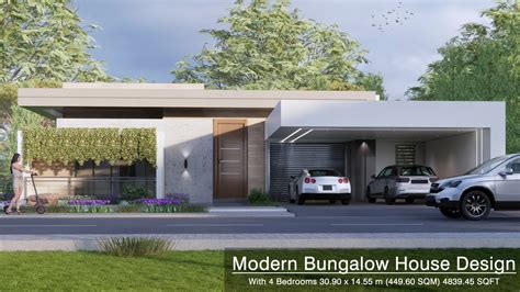 Modern Bungalow House Design With 4 Bedrooms 309x1455 Meters Youtube
