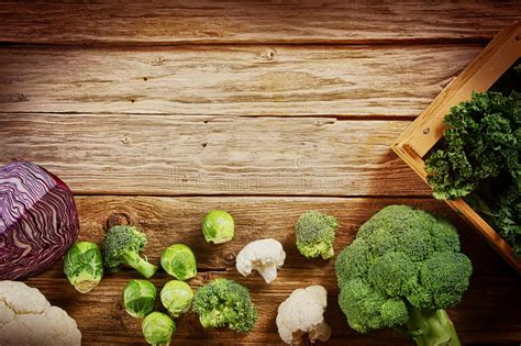 Fresh Vegetables On Wooden Table With Copy Space Stock Photo Image Of