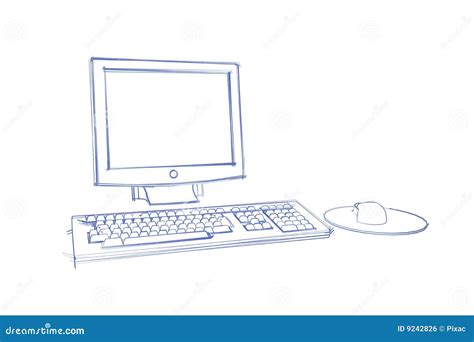 Sketch Of Computer Royalty Free Stock Image Image 9242826