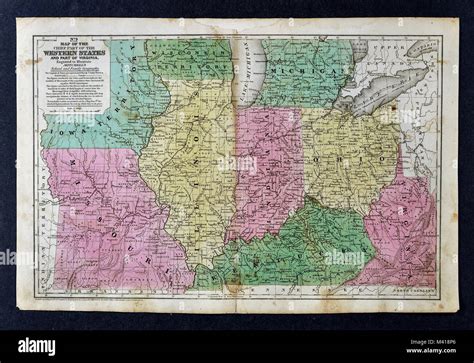 1839 Mitchell Map Upper Midwest States Missouri Illinois Indiana