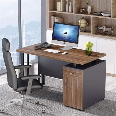 Tribesigns Computer Desk With Storage Cabinet 47 Modern Office Desk