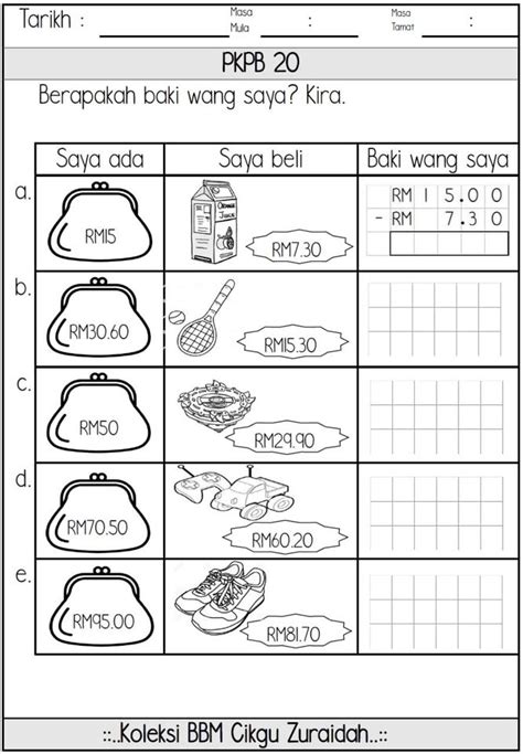 Matematik Tahun Wang Lembaran Kerja Reverasite