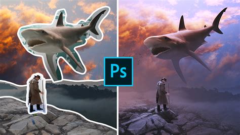 Photoshop Making Flying Shark Fantasy Manipulation Photos