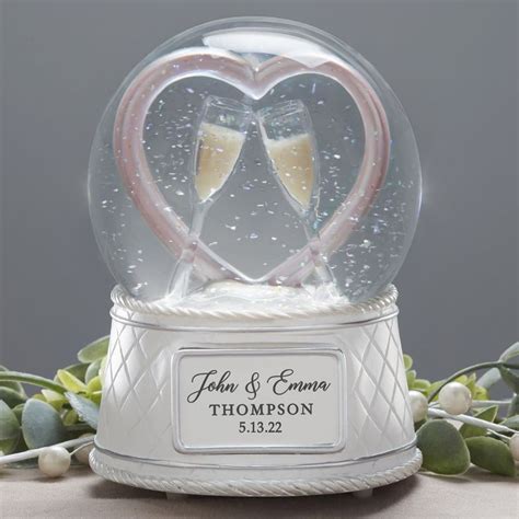 Wedding Personalized Musical And Light Up Snow Globe Wedding Etsy