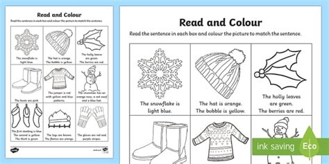Winter Read And Colour Worksheet Worksheet Teacher Made