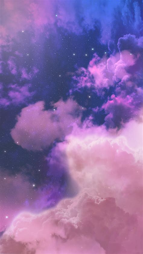 Aesthetic Pink Clouds With Stars Goimages Connect