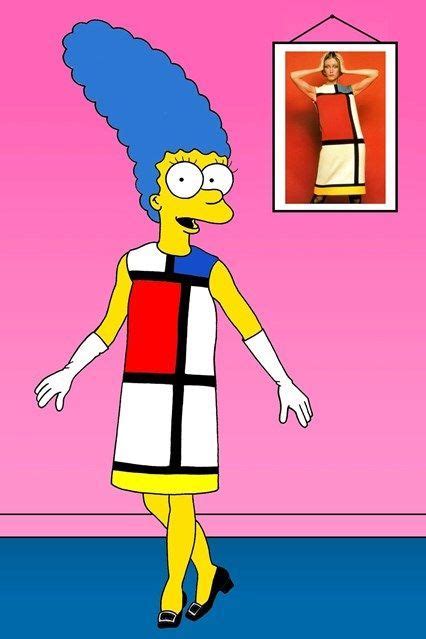 Iconic Cartoon Couture Makeovers Marge Simpson Mondrian Art Mondrian