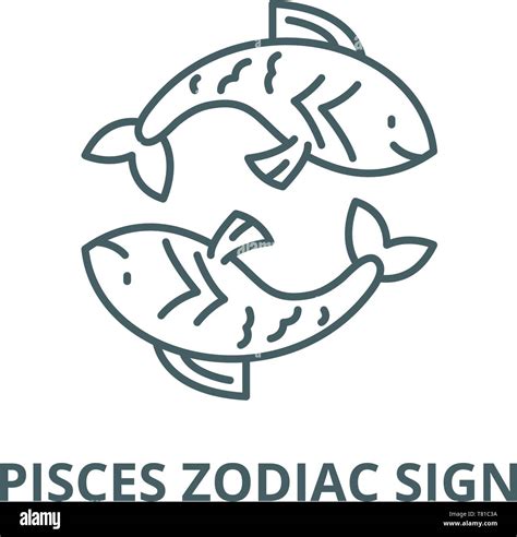 Pisces Zodiac Sign Vector Line Icon Linear Concept Outline Sign Symbol Stock Vector Image