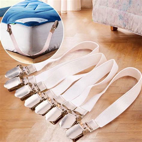 4pcs Set Bed Sheet Fasteners Clip Chrome Metal Grippers Mattress Strong Elastic Band Bed Sheet