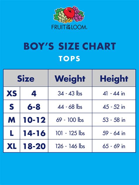 Kids T Shirt Sizes Chart By Age
