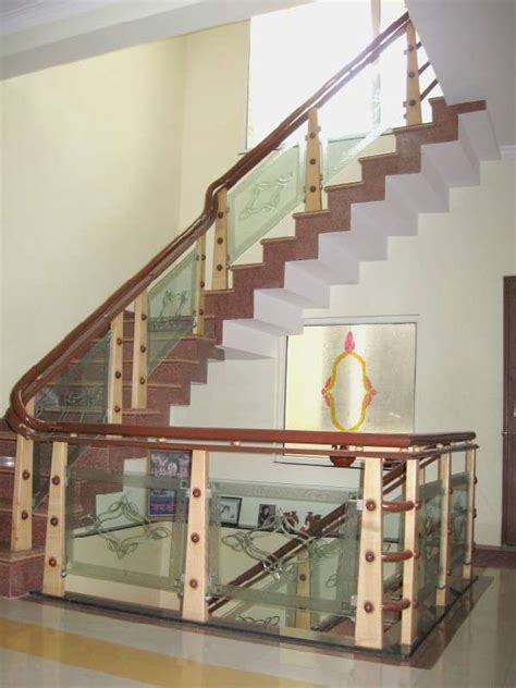Wooden Glass Railing Wood Stairs Glass Staircase In Delhi