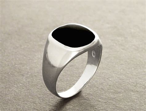 Hipster Ring Black Onyx Ring Silver 925 Modern Men Ring Onyx