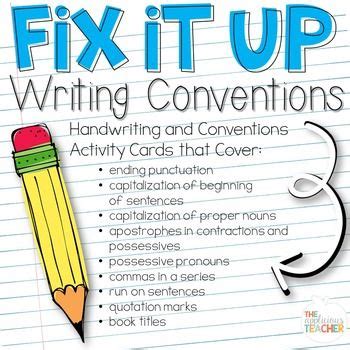 Writing Conventions Activity | Writing words, Writing lessons, Writing