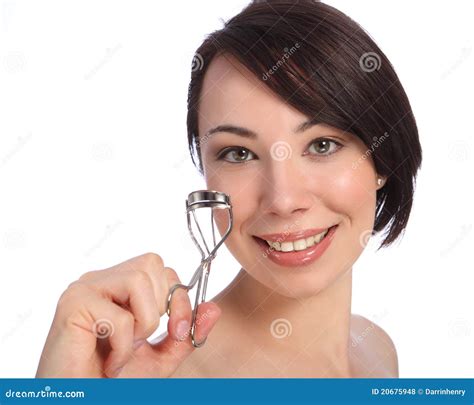 Smile By Beautician Woman Using Eye Lash Curler Stock Photo Image Of