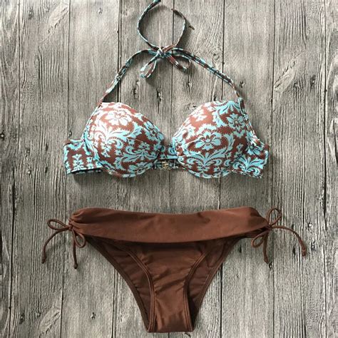 2017 Print Color Halter Bikini Swimwear Women Bikinis Sexy Bottom