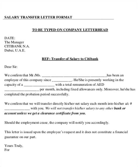hr transfer letter template   word  format