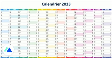 Calendrier 2023 à Imprimer Jours Fériés Vacances Numéros De Semaine
