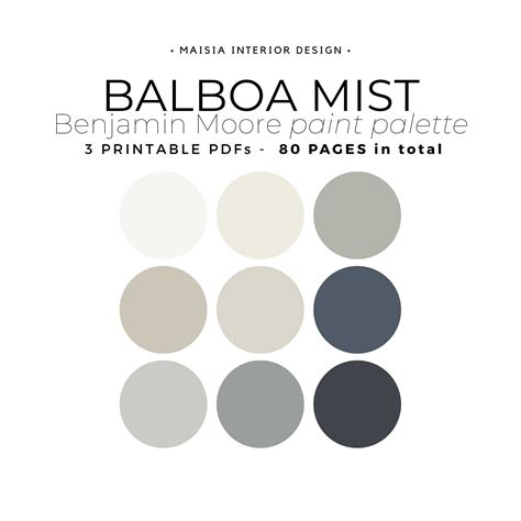 Balboa Mist Benjamin Moore Color Palette Whole House Paint Etsy