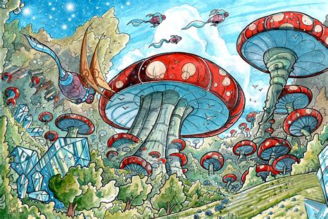 Magic Mushroom Forest Painting By Luis Peres Fine Art America