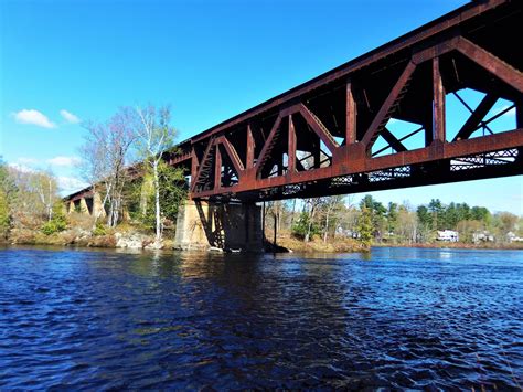 Railroad Bridge Over The Kennebec River Fairfield Maine Open To