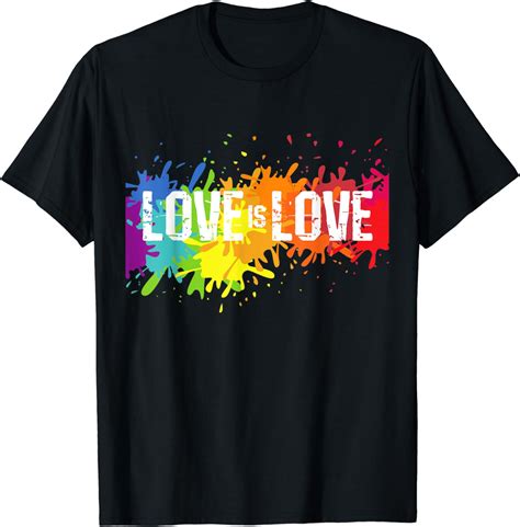 gay pride love is love lgbt rainbow flag colors splash t shirt clothing shoes