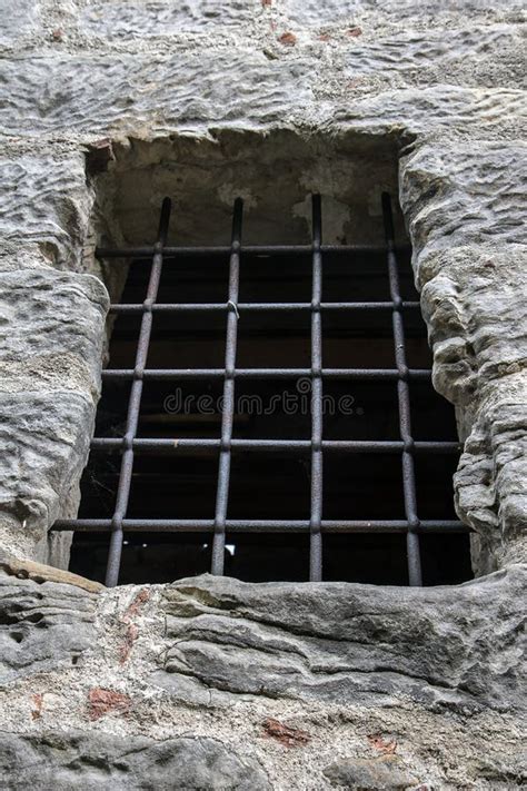 Barred Window In The Stone Wall Stock Image Image Of Ragstone House