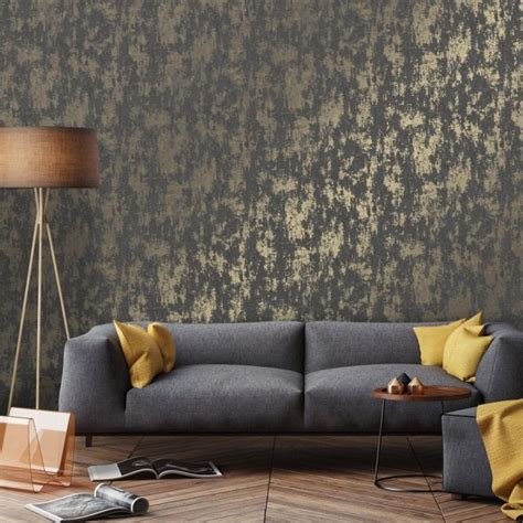 I Love Wallpaper Milan Metallic Wallpaper Charcoal Gold Wallpaper