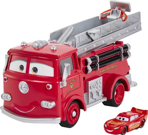 Buy Disney And Pixar Cars Stunt And Splash Red Fire Truck With Color