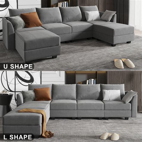 Honbay Convertible Sectional Sofa U Shaped Couch With Storage Reversib
