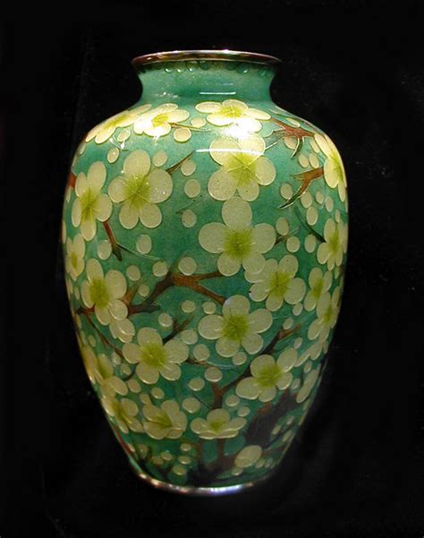 Japanese Plique A Jour Vase With Plum Blossoms Zentner Collection